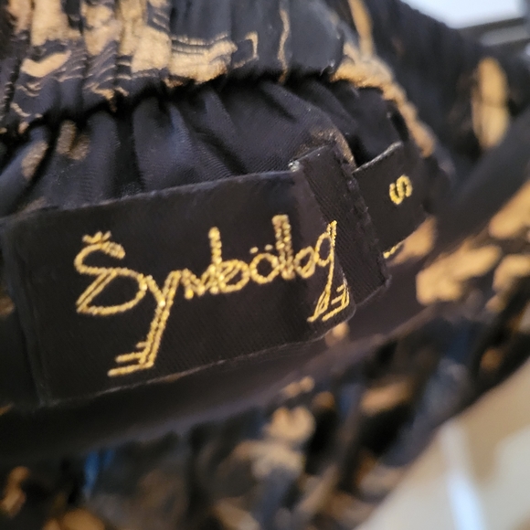 Symbology Hibiscus Flower Maxi Skirt Black + Gold - Picture 4 of 5